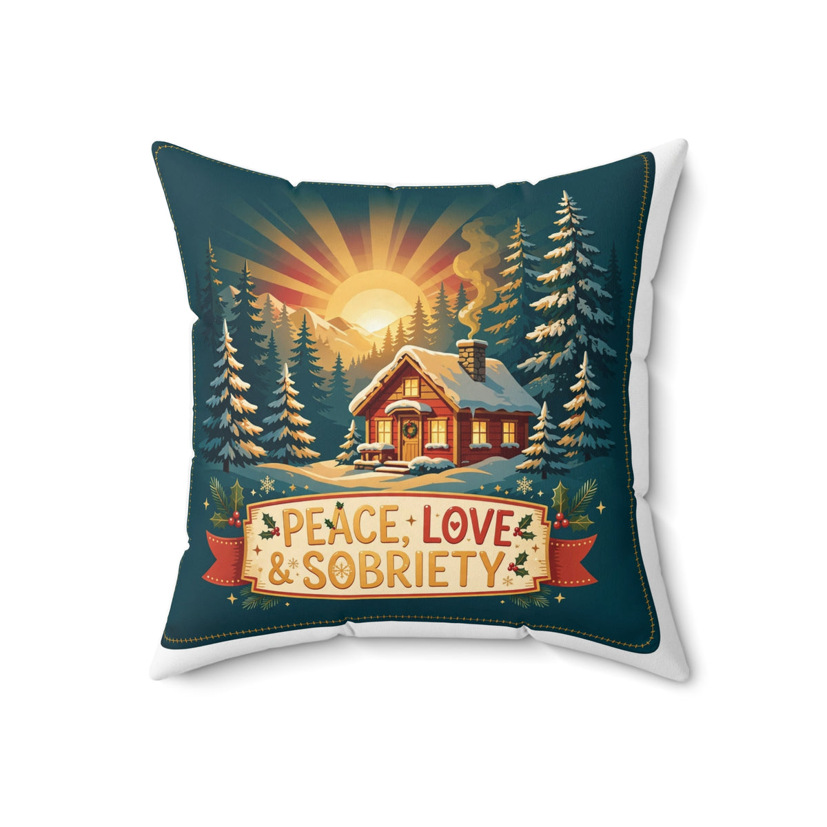 Peace, Love & Sobriety Throw Pillow