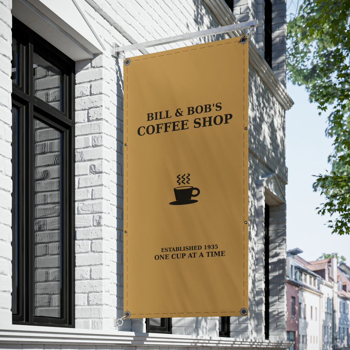 Bill & Bob's Coffee Shop Vinyl Banner