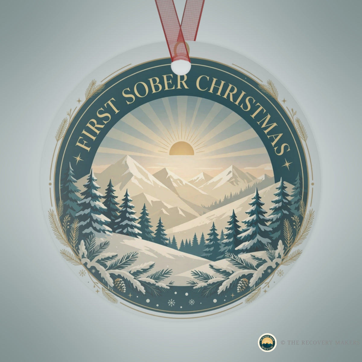 First Sober Christmas Ornament - lifestyle photo