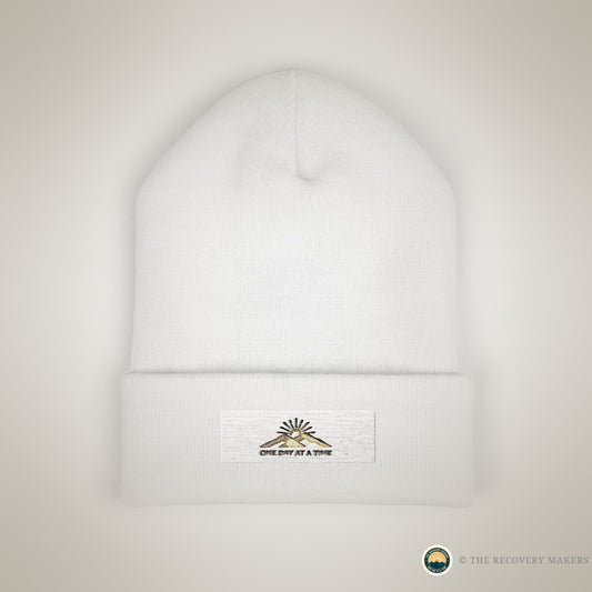 One Day At A Time Embroidered Beanie - lifestyle photo