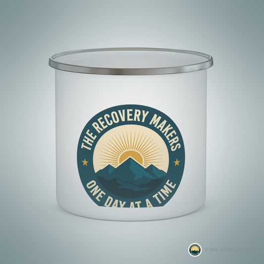 Sunrise Emblem Enamel Mug - lifestyle photo