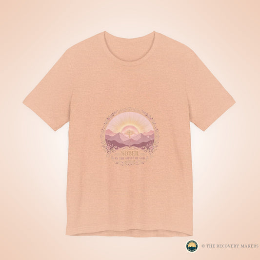 Sober by the Grace of God Tee — Pink - lifestyle photo