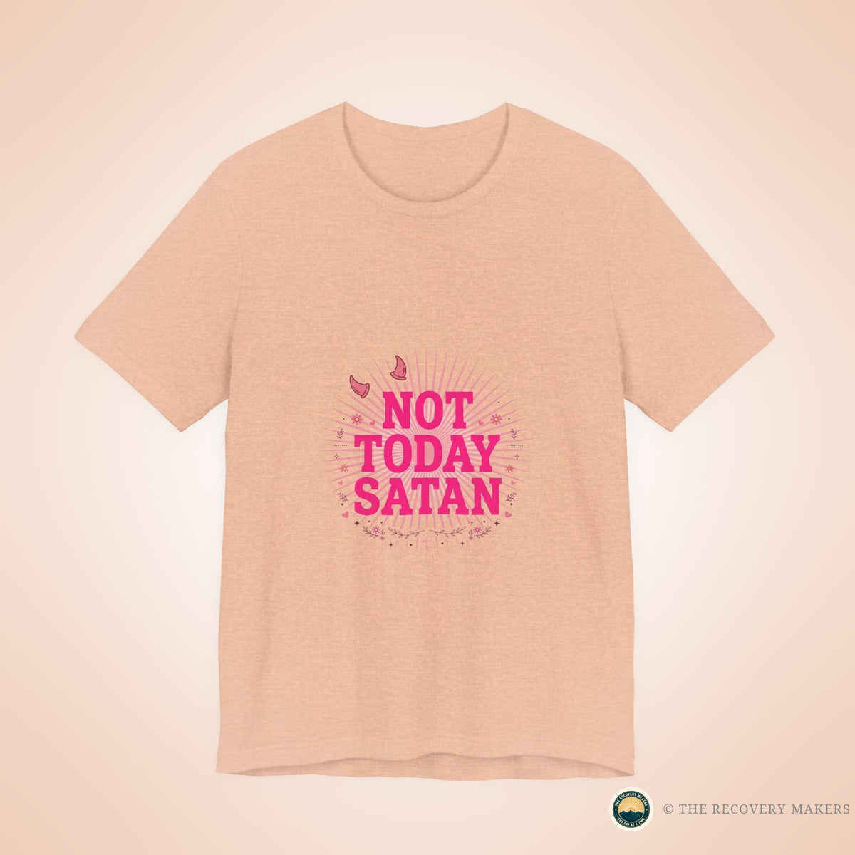 Not Today Satan Tee — Pink - lifestyle photo