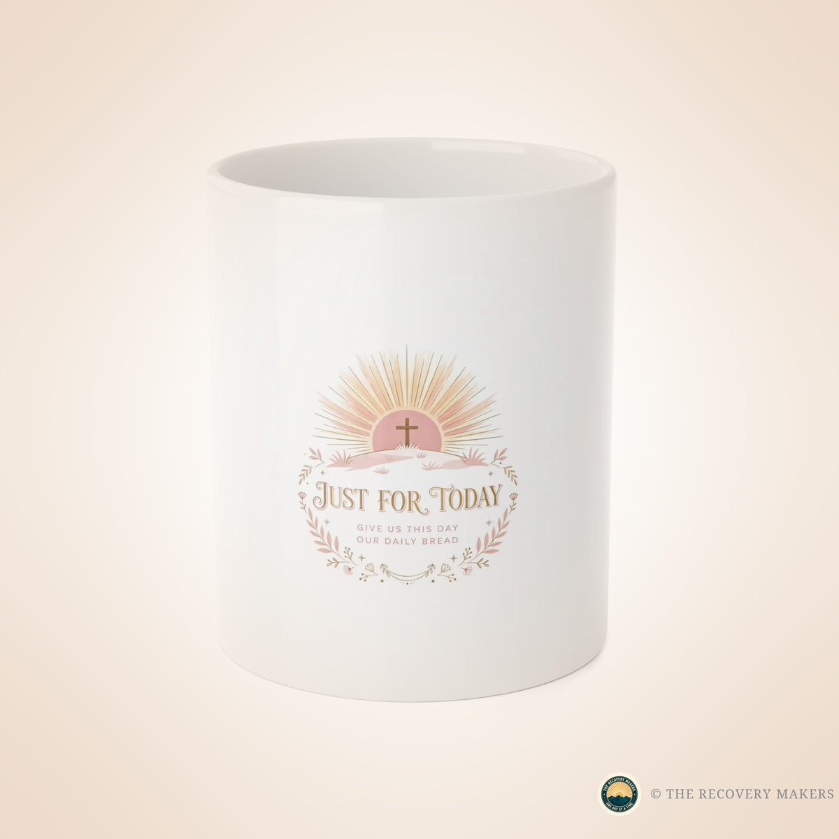 Just for Today Faith Mug — Blush - lifestyle photo
