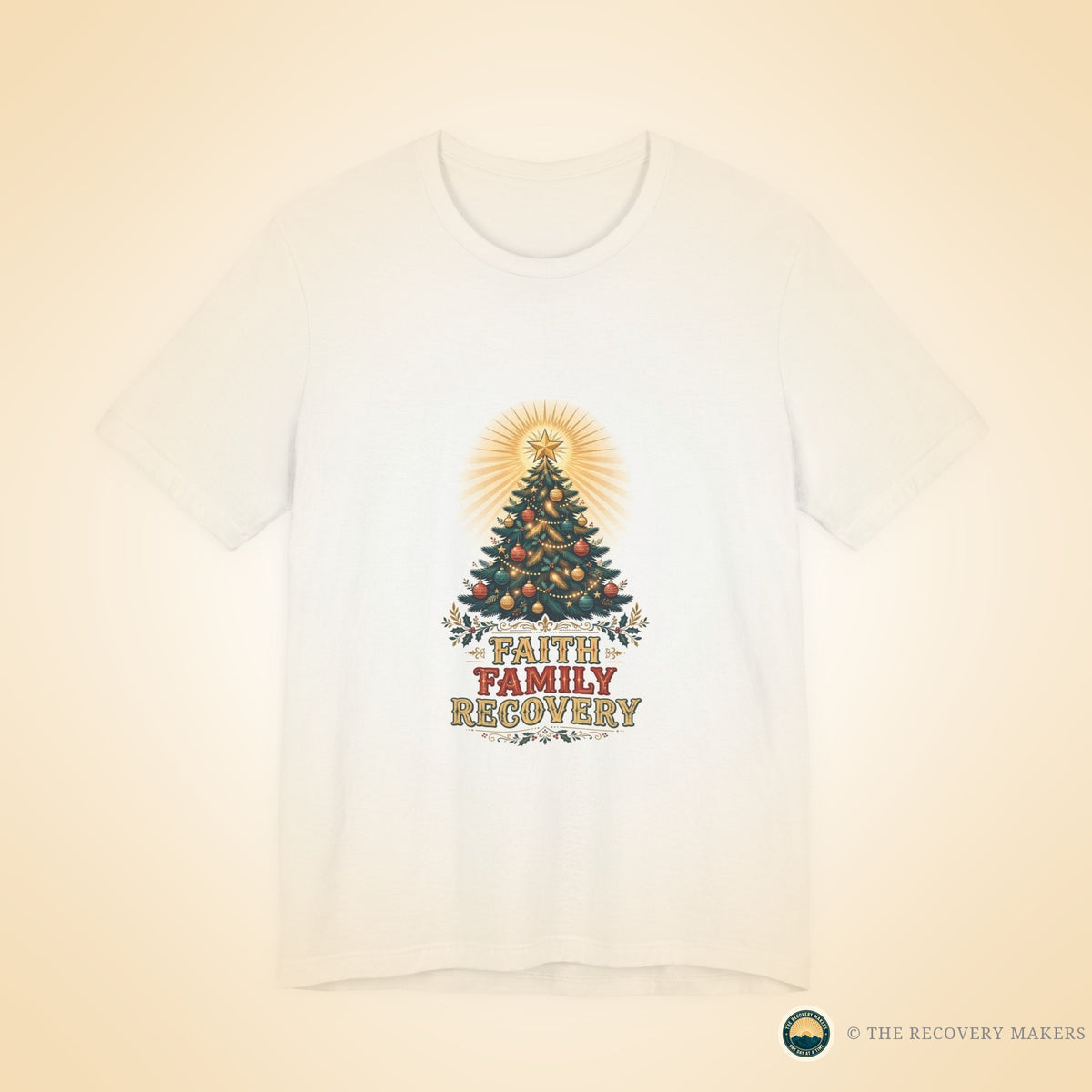 Faith, Family, Recovery Christmas Tee - lifestyle photo